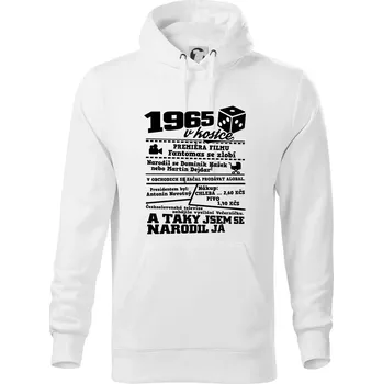 Pánská mikina 1965 v kostce - Mikina pánská Cape s kapucí - 5XL ( Bílá )