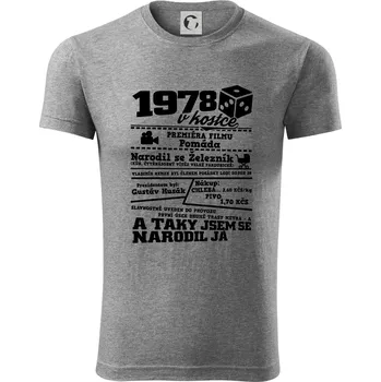 Pánské tričko 1978 v kostce - Viper FIT - Pánské zůžené tričko - S ( Tmavě šedý melír )