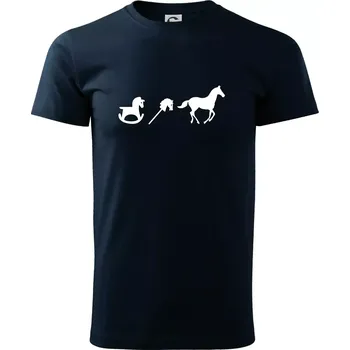 Pánské tričko Evoluce koně - Triko extra velké (5-8XL) - 8XL ( Námořní modrá (velmi tmavá - téměř černá) )