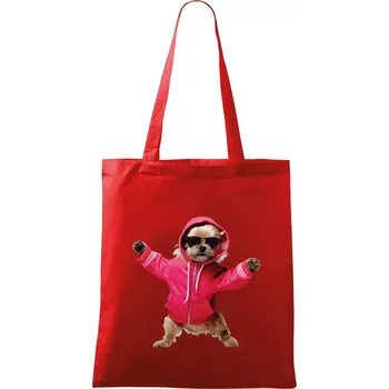 Nákupní taška Yorkšír v mikině - Taška bavlněná - 42 x 38 cm ( Červená )