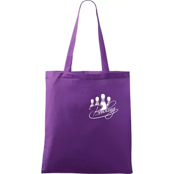 Nákupní taška Bowling kuželky - Taška bavlněná - 42 x 38 cm ( Fialová )