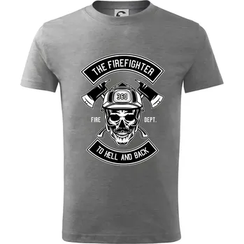 Lebka hasič do pekla a zpátky - Tričko dětské bavlněné - 98 cm / 2 roky ( Tmavě šedý melír )