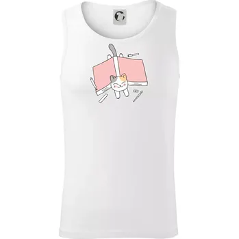 Učení na státnice kočka - Tílko pánské Core - 2XL ( Bílá )