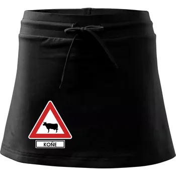 Dámská sukně Dopravní značka - Pozor koně / kráva - Sportovní sukně - two in one - L ( Černá )