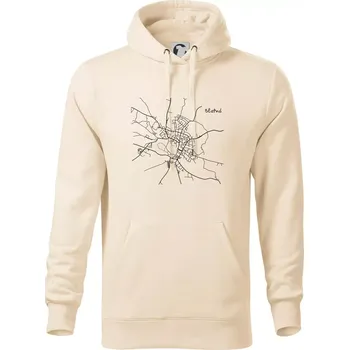 Pánská mikina Černobílá mapa Blatná - Mikina pánská Cape s kapucí - 4XL ( Mandlová )