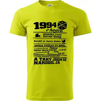 1994 v kostce - Klasické pánské triko vyšší gramáže - XS ( Limetková )