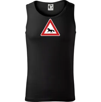 Dopravní značka - Pozor kůň běžící - Tílko pánské Core - XL ( Černá )