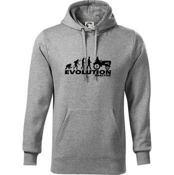 Pánská mikina Evoluce traktor - Mikina pánská Cape s kapucí - 5XL ( Tmavě šedý melír )