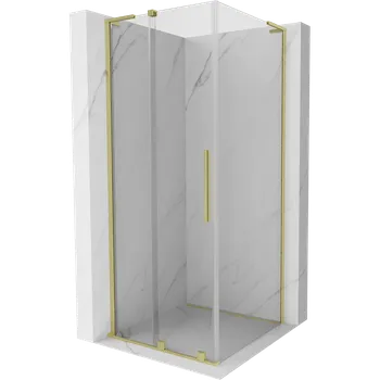 Mexen Velar L posuvná sprchová kabina 100 x 100 cm, transparentní, zlatá kartáčovaná - 871-100-100-03-55 Sprchové kouty