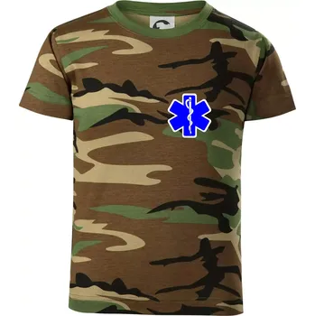 Chlapecké tričko Rescue - Hvězda na prsu + nápis na zádech - Dětské maskáčové triko - 146 cm/10 let ( Hnědý maskáč )