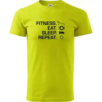 Fitness Eat Sleep Repeat - Klasické pánské triko vyšší gramáže - L ( Limetková )