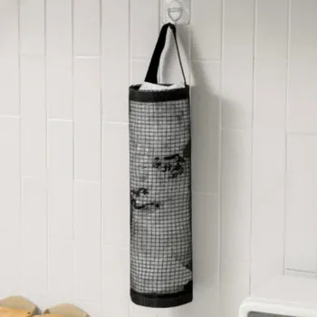 Držák na sáčky na zeď plastový zásobník | kuchyňský organizér, držák sáčků - Černý