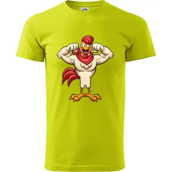 Pánské tričko Svalnatý kohout - Klasické pánské triko vyšší gramáže - 2XL ( Limetková )