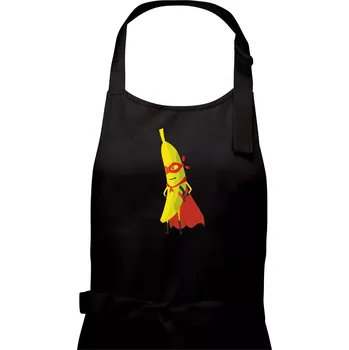 Kuchyňská zástěra Banán superman - Dámská zástěra na vaření - Univerzální velikost ( Černá )