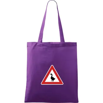 Dopravní značka - Pozor husa - Taška bavlněná - 42 x 38 cm ( Fialová )