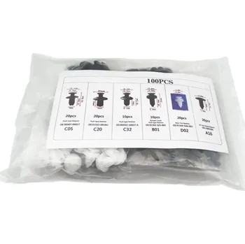 Plastové univerzální spony pro opravy auta | auto spony, plastové nýty - Sáček 100 ks