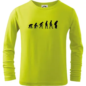 Dětská móda Evoluce baseball chytač - Triko dětské Long Sleeve - 146 cm/10 let ( Limetková )