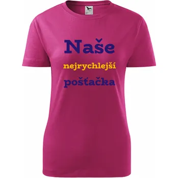 Purpurové dámské tričko Naše nejrychlejší poštačka - barva purpurová - velikost XXL