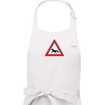 Kuchyňská zástěra Dopravní značka - Pozor kůň běžící - Dámská zástěra na vaření - Univerzální velikost ( Bílá )