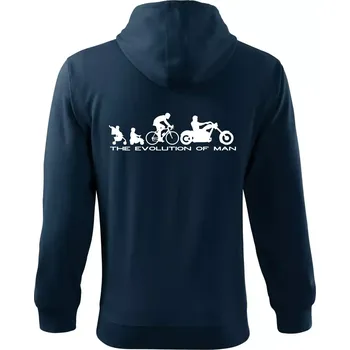 Pánská mikina Evolution of man (Chopper) - Mikina s kapucí na zip trendy zipper - S ( Námořní modrá (velmi tmavá - téměř černá) )