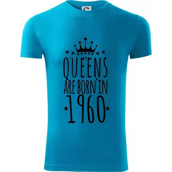 Pánské oblečení Queens are born in 1960 - Viper FIT - Pánské zůžené tričko - L ( Světlý tyrkys )