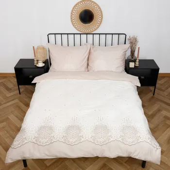 Povlečení ANDROPOL 180x200 POVLEČENÍ BAVLNĚNÉ SATÉNOVÉ POVLEČENÍ WIANO béžová