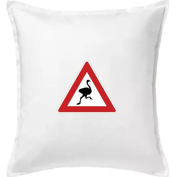 Polštář Dopravní značka - Pozor pštros - Polštář 50x50 - 50x50 - Pouze potah ( Bílá )