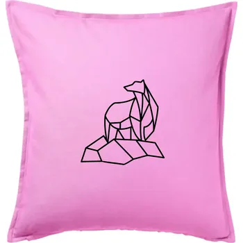 Polštář Geometrie lední medvěd na ledu - Polštář 50x50 - 50x50 - Pouze potah ( Růžová )