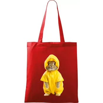 Nákupní taška Králík v pláštěnce - Taška bavlněná - 42 x 38 cm ( Červená )