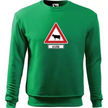 Dopravní značka - Pozor koně / kráva - Mikina Essential dětská - 158 cm/12 let ( Středně zelená )