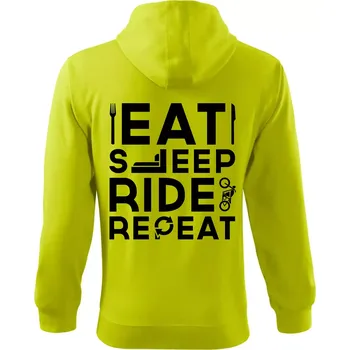 Pánská mikina Eat sleep ride moto - Mikina s kapucí na zip trendy zipper - 3XL ( Limetková )