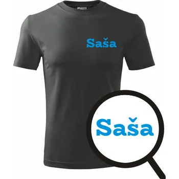 Pánská móda Grafitové tričko Saša - tričko se jménem - barva antracit - velikost S
