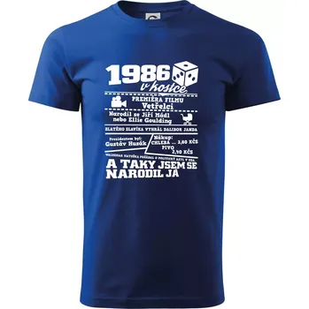 Pánské tričko 1986 v kostce - Triko extra velké (5-8XL) - 8XL ( Královská modrá )