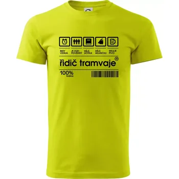 Čárový kód Řidič tramvaje - Klasické pánské triko vyšší gramáže - XS ( Limetková )