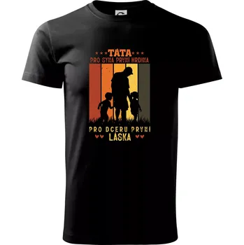 Pánské tričko Táta pro syna hrdina pro dceru láska - Triko extra velké (5-8XL) - 8XL ( Černá )