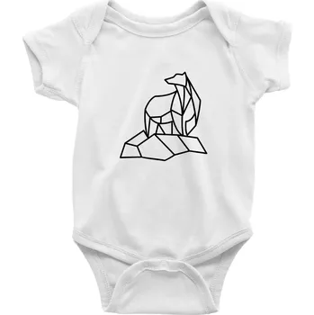 Kojenecký body Geometrie lední medvěd na ledu - Body kojenecké s krátkým rukávem - Krátký r. do 3 měs ( Bílá )