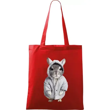 Nákupní taška Křeček v mikině - Taška bavlněná - 42 x 38 cm ( Červená )