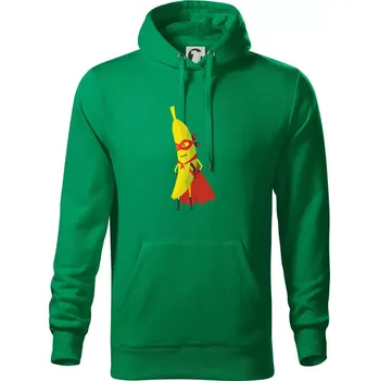 Pánská mikina Banán superman - Mikina pánská Cape s kapucí - 4XL ( Středně zelená )