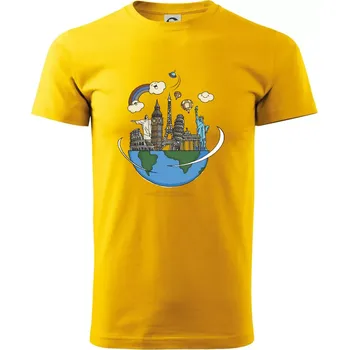 Cesta kolem světa - Triko extra velké (5-8XL) - 7XL ( Žlutá )