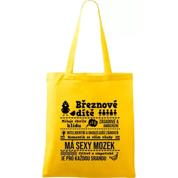 Nákupní taška Narozeniny březen - Taška bavlněná - 42 x 38 cm ( Žlutá )
