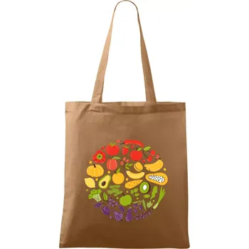 Nákupní taška Zelenina v kruhu - Taška bavlněná - 42 x 38 cm ( Cappuccino )