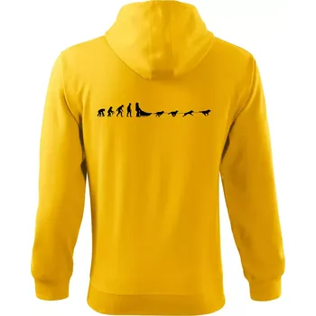 Pánská mikina Evoluce psí spřežení - Mikina s kapucí na zip trendy zipper - L ( Žlutá )