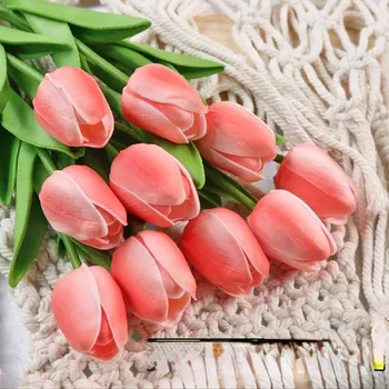 umělá květina Umělé tulipány do vázy růžové | umělé květiny, bytová dekorace - 5 ks oranžová růžová