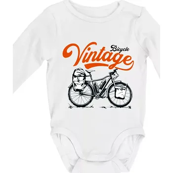 Kojenecký body Bicycle Vintage - Body kojenecké s dlouhým rukávem - Dlouhý r. do 3 měs ( Bílá )