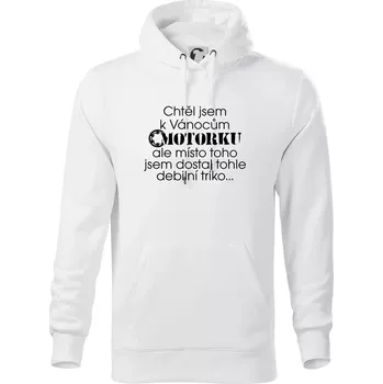 Pánská mikina Chtěl jsem dostat motorku - Vánoce - Mikina pánská Cape s kapucí - 5XL ( Bílá )