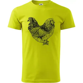 Slepice černobílá - Klasické pánské triko vyšší gramáže - M ( Limetková )