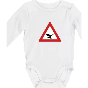Dopravní značka - Pozor orel - Body kojenecké s dlouhým rukávem - Dlouhý r. 3-6 měs ( Bílá )