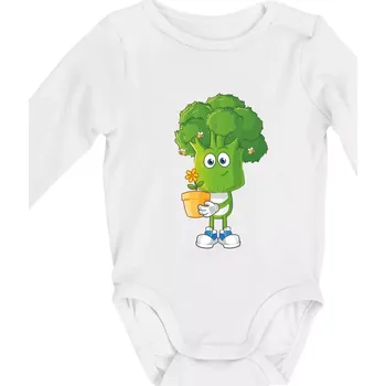 Kojenecký body Brokolice zahrádkář - Body kojenecké s dlouhým rukávem - Dlouhý r. do 3 měs ( Bílá )