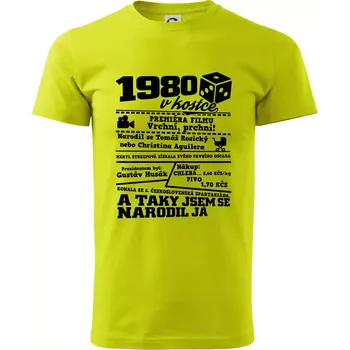1980 v kostce - Klasické pánské triko vyšší gramáže - 2XL ( Limetková )