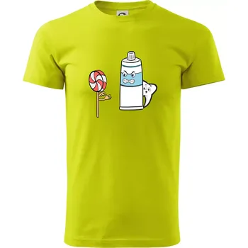 Pánské tričko Lízátko pasta zuby - Klasické pánské triko vyšší gramáže - XS ( Limetková )